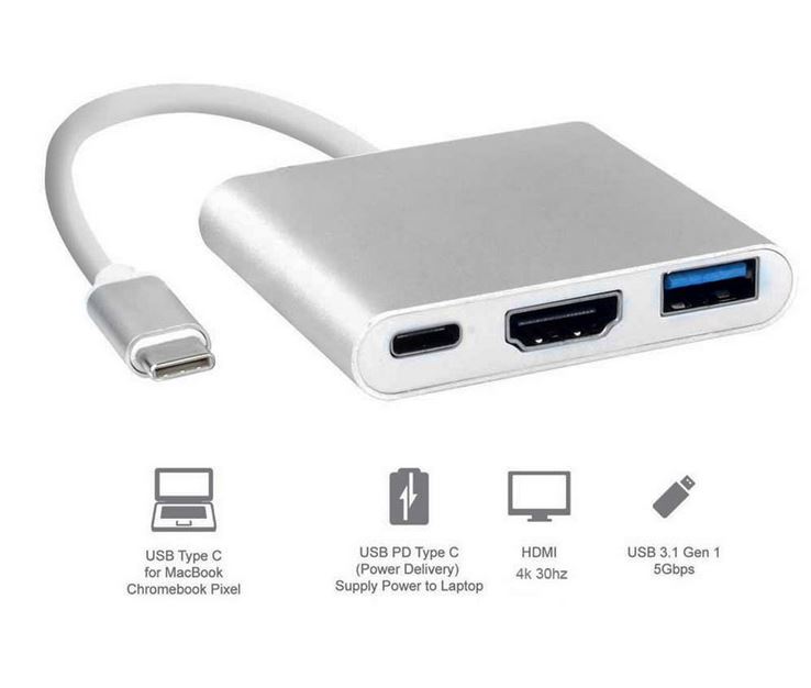 Usb Type-C To USB-C 4K HDMI USB 3.0, 3 trong 1, hỗ trợ Samsung MHL