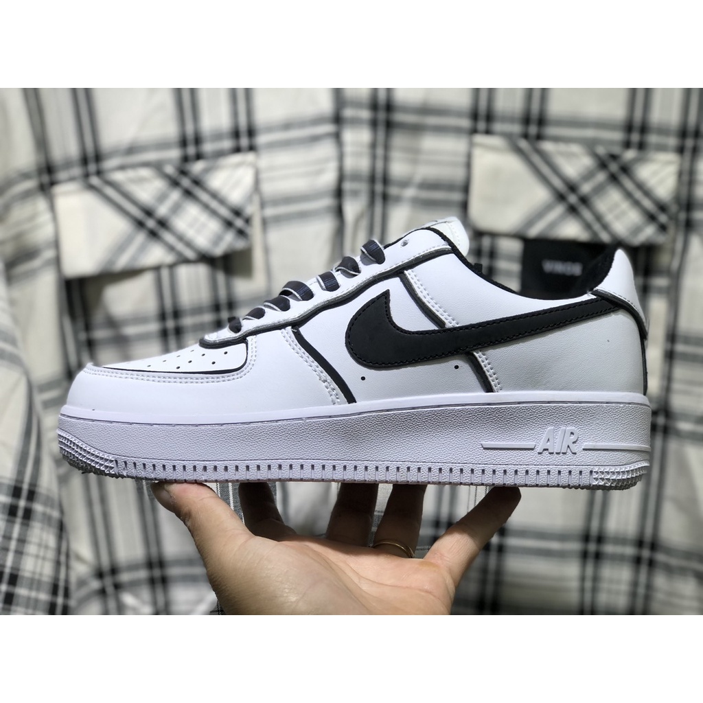 Giày Af1 Low Trắng Đen Phản Quang 7 Màu Cao Cấp Fullbox, Giày thể thao nam nữ af1 viền đen phản quang cổ tròn, gót vuông