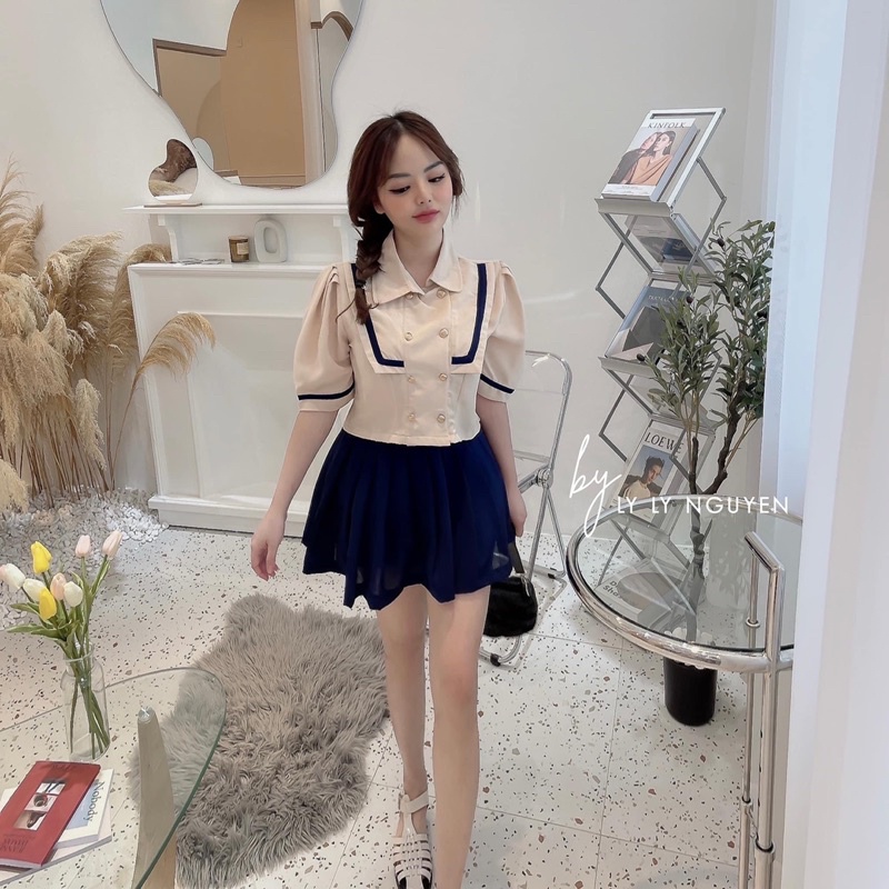 Set Áo Nữ Thuỷ Thủ + Chân Váy Xếp Ly