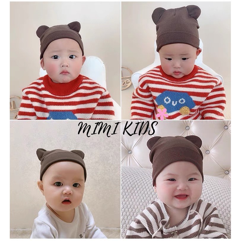 Mũ sơ sinh trùm đầu tai mickey Style Hàn Quốc cho bé Mimi Kids (0-6m) MD30