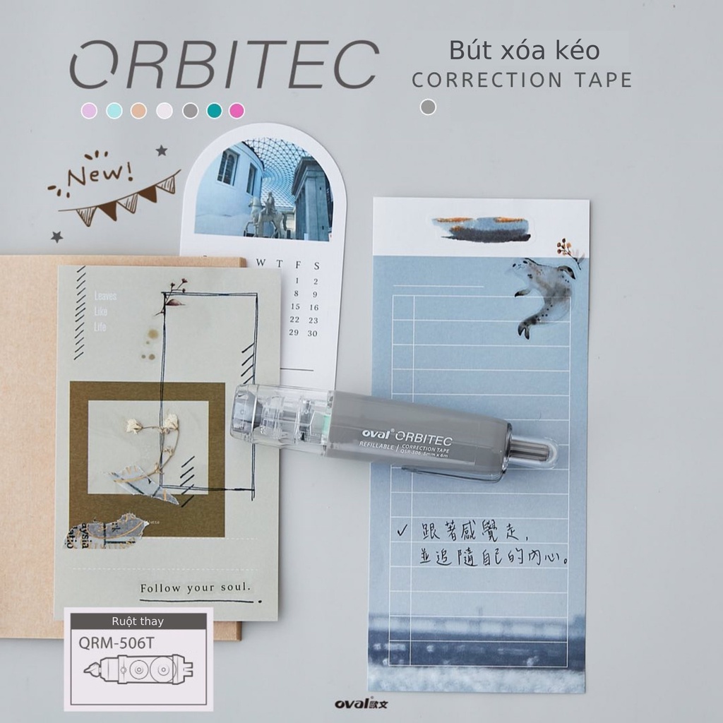 Bút xóa kéo bấm xoay 360 độ Oval Orbitec 5mmx6m