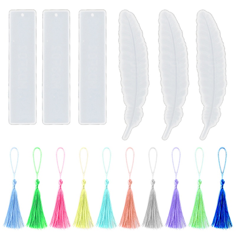 Sa Khuôn Silicon Làm Thẻ Đánh Dấu Trang Sách Bằng Epoxy Resin Phối Tua Rua DIY