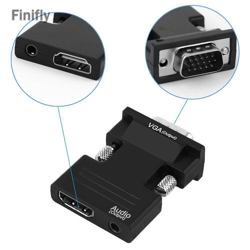 Đầu Chuyển Đổi Âm Thanh Từ Finifly Hdmi-Compatible Sang Vga Có Cáp Hỗ Trợ Âm Thanh 1080p