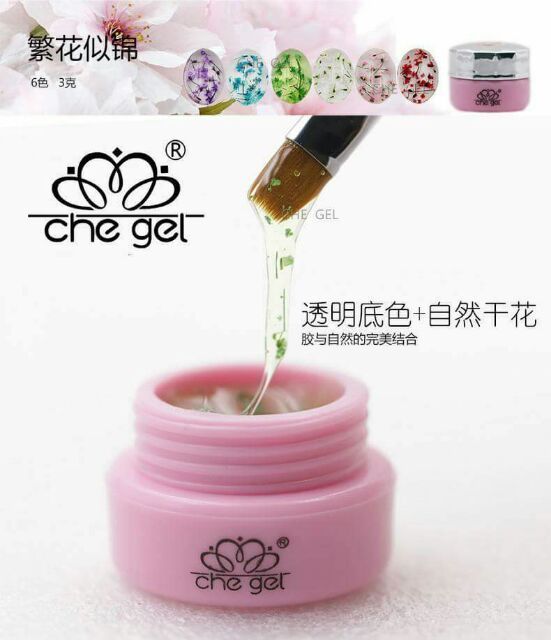 Gel hoa khô ẩn phụ kiện độc đáo đẹp lạ giúp trang trí móng xinh tuyệt vời. 6 màu cơ bản cute giúp thợ