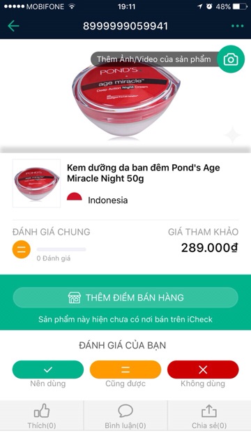 Kem Dưỡng Da Pond's Age Miracle Ngày hoặc Đêm (50g) - Chính hãng