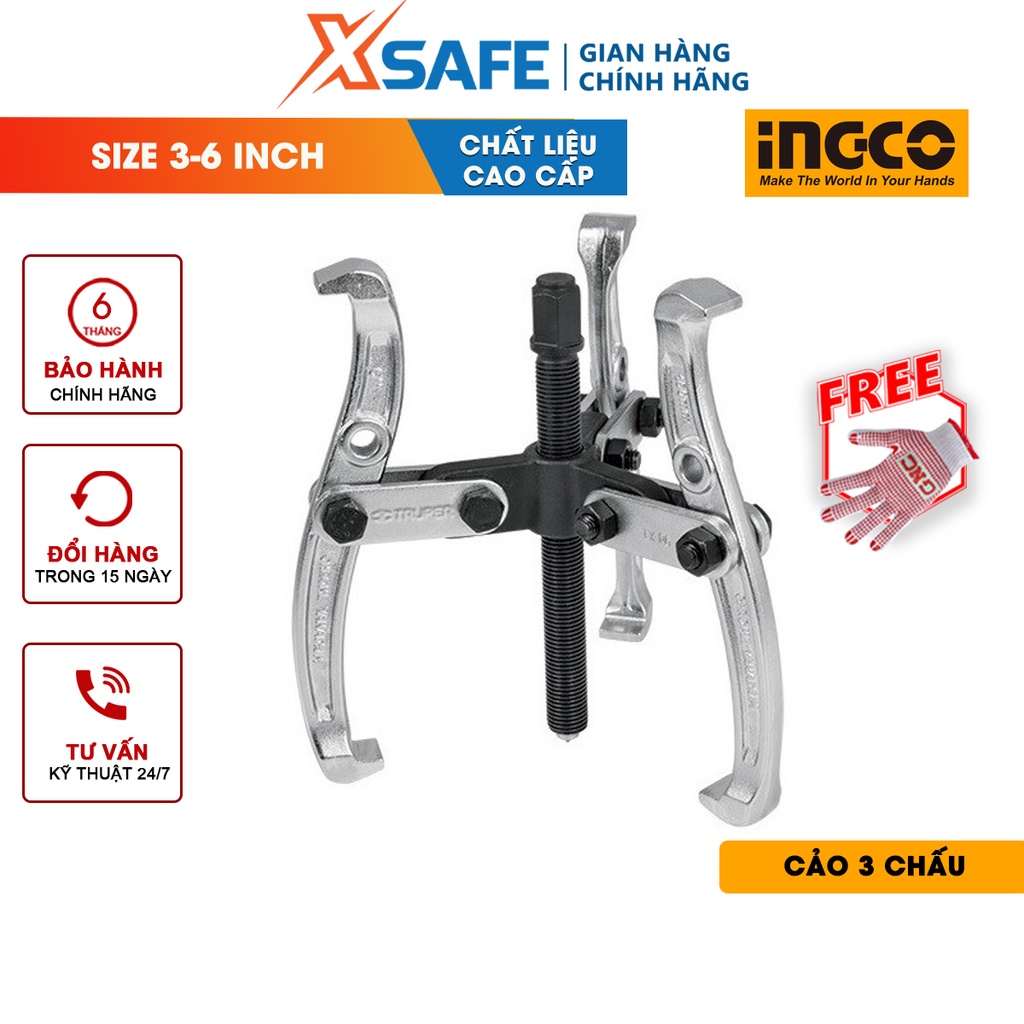 Cảo 3 chấu INGCO độ bền cao Cảo thép CR-V chịu nhiệt, chịu lực cao, không gỉ sét, mài mòn, độ cứng cao