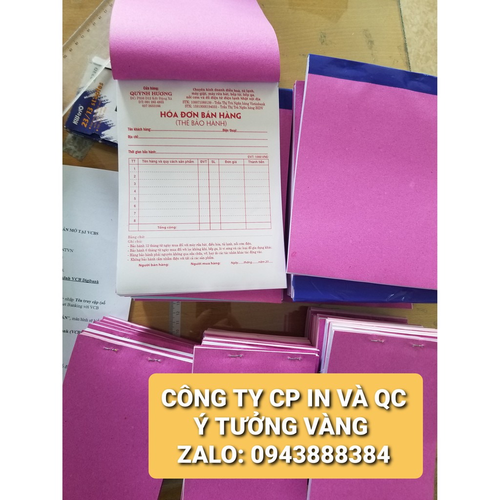 10 quyển HÓA ĐƠN 1 LIÊN A5  IN THEO YÊU CẦU