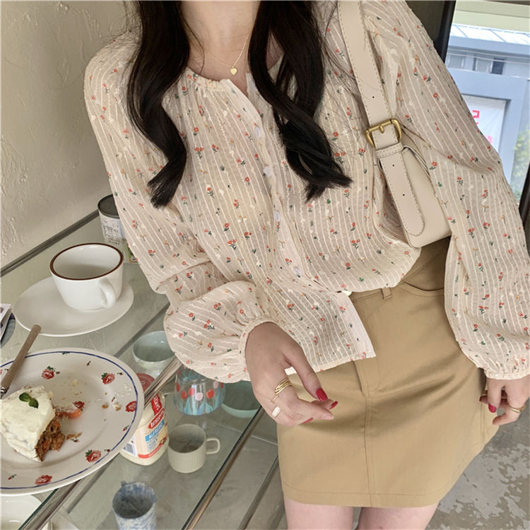 Áo Sơ Mi Voan Hoa Thiết Kế Thời Trang Dành Cho Nữ 42224