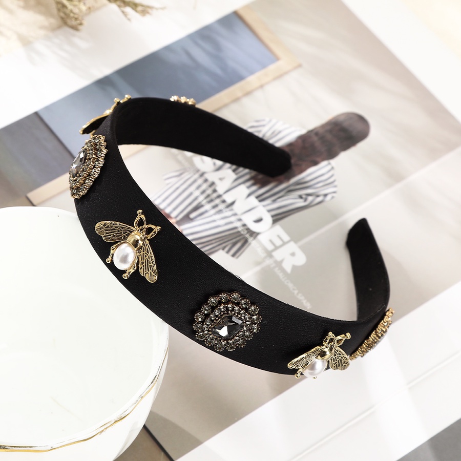 Băng Đô Cài Tóc Đính Đá Pha Lê Và Ngọc Trai Phong Cách Retro Cho Nữ