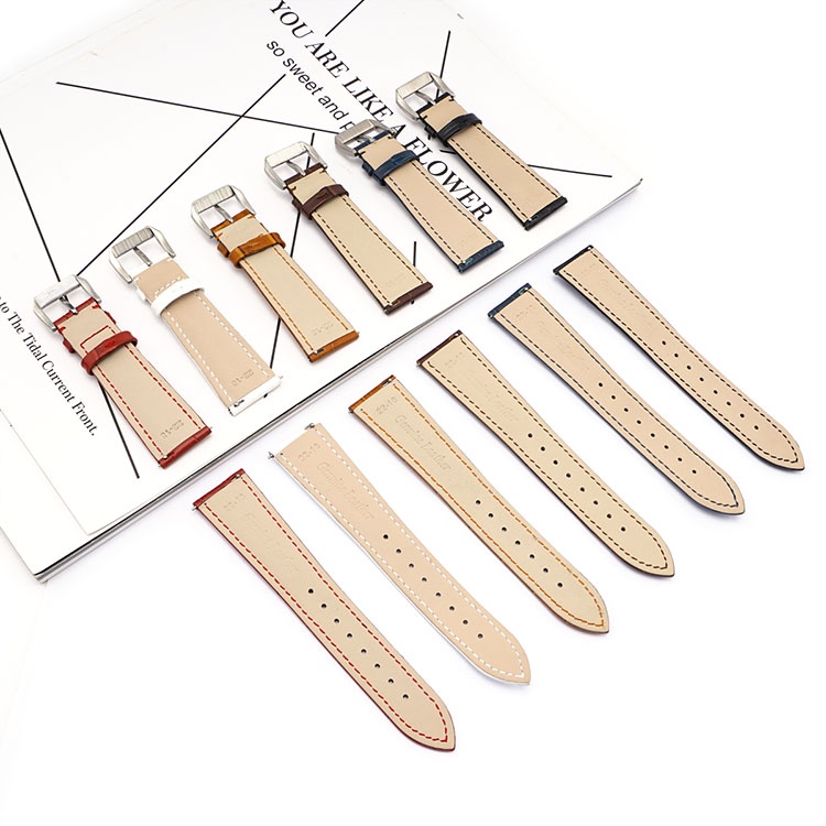 Dây Đeo Da Thật Thay Thế Tháo Nhanh Họa Tiết Cây Tre Cho Đồng Hồ Đeo Tay 16/18/20/22/24mm