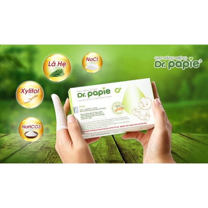 Gạc rơ lưỡi Dr Papie vệ sinh răng miệng cho bé - Hộp 30 gói