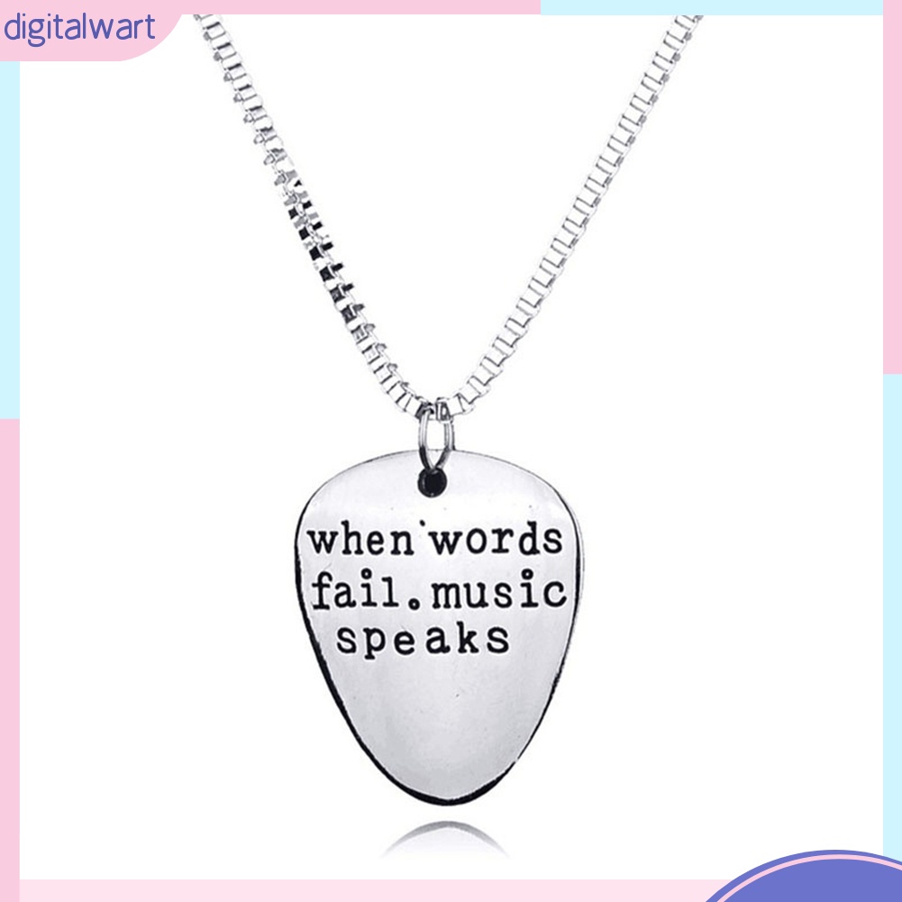 Dây Chuyền Mặt Tròn Khắc Chữ When Words Fail Music Speak Dễ Thương