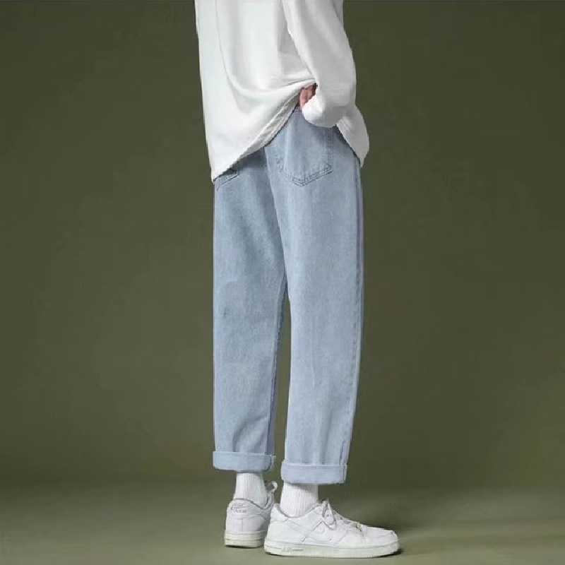 Quần jeans Lưng Thun Dáng Rộng Thoải Mái Phong Cách Thời Trang Nhật Bản Cho Nam Giới size S-3XL