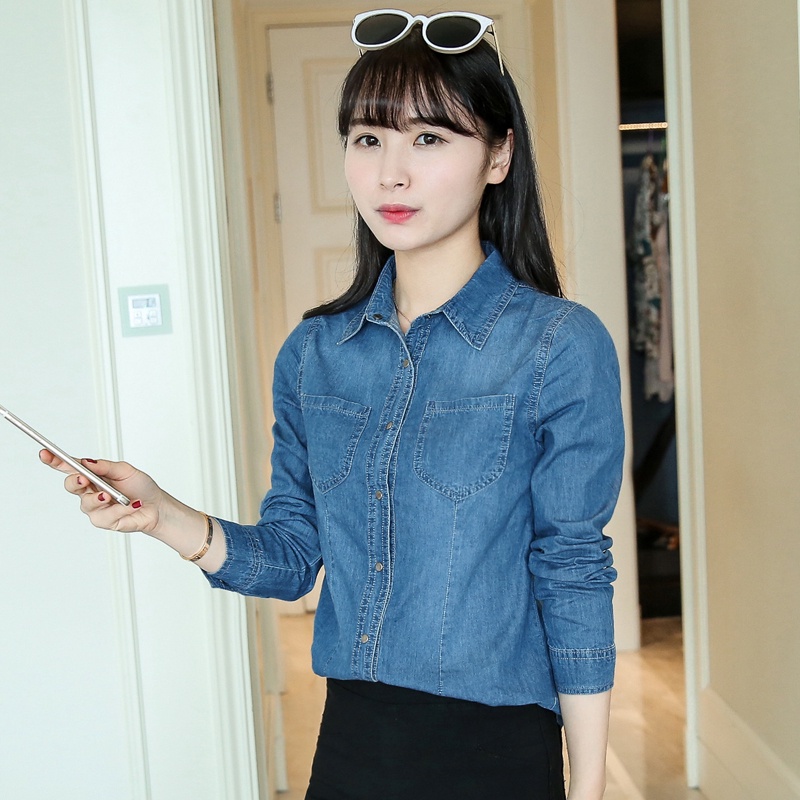 Áo Sơ Mi Denim Tay Dài Thời Trang Dành Cho Nữ