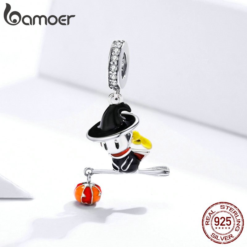 Mặt dây chuyền Bamoer BSC240 bằng bạc 925 hình phù thủy xinh xắn cho nữ