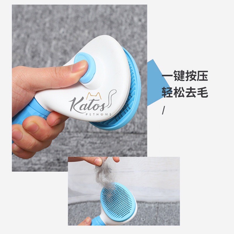 [Mã PET50K giảm Giảm 10% - Tối đa 50K đơn từ 250K] Lược vuông lớn chải lông massage (có nút đẩy lông) cho thú cưng