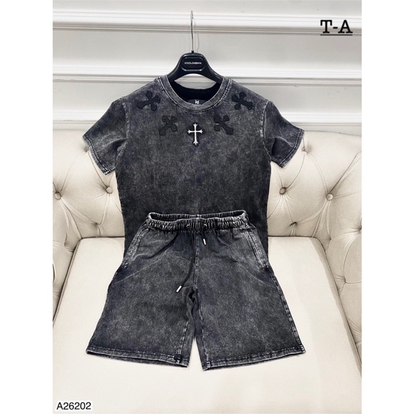 Bộ Quần Áo Nam Thêu Hình Chữ Thập Siêu Đẹp - Bộ Quần Áo Nam Loang Chất Cotton Siêu Mát