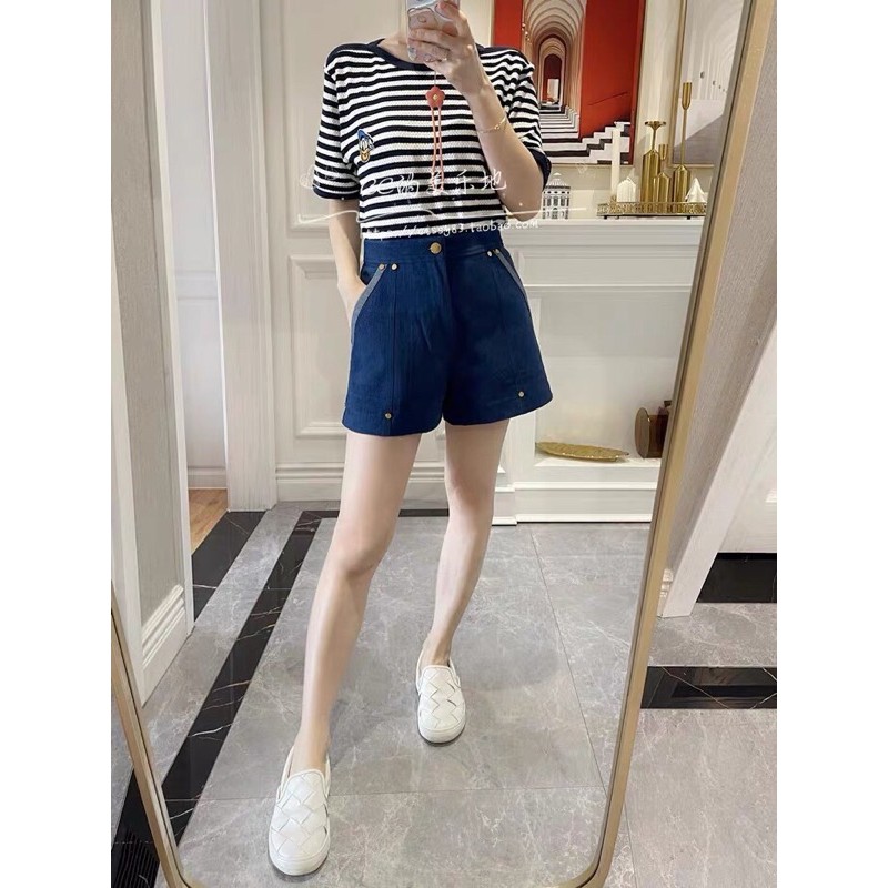 Áo thun nữ kẻ ngang ,dệt kim hiện đại thời trang Gucci GG Gi