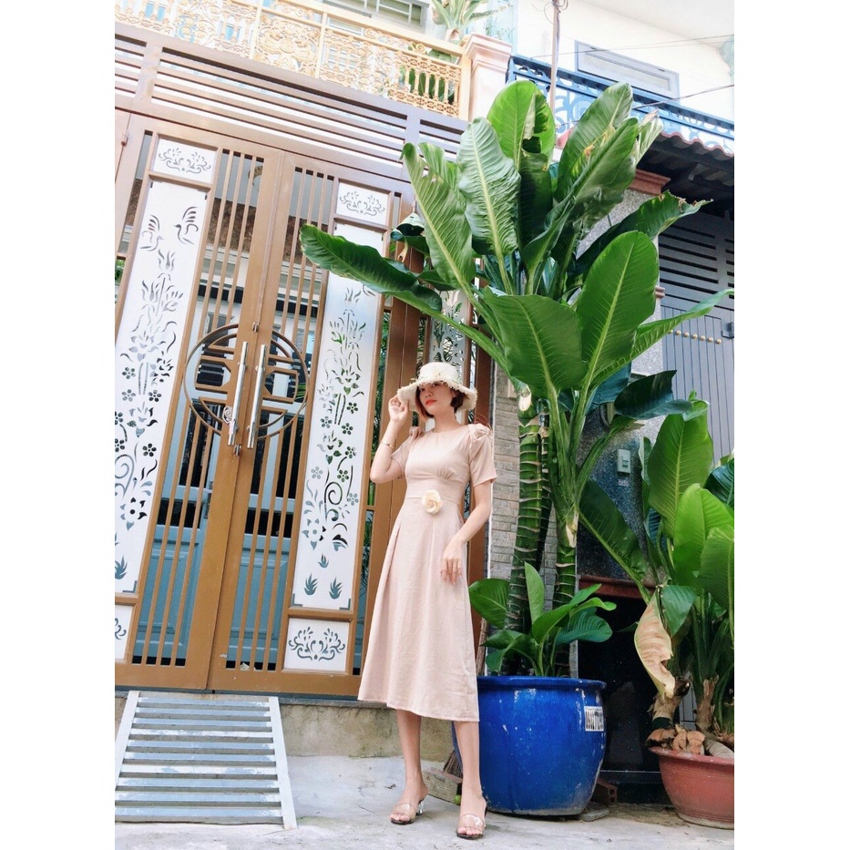 Váy Dự Tiệc Dán Xòe Cổ Tròn AKARA AK23 Phối Tay Bèo Nhúng Size SML | BigBuy360 - bigbuy360.vn