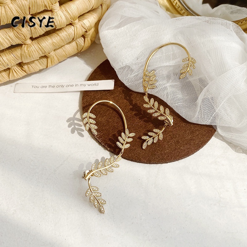 Hoa Tai Hình Lá Đính Đá Thời Trang Dành Cho Nữ