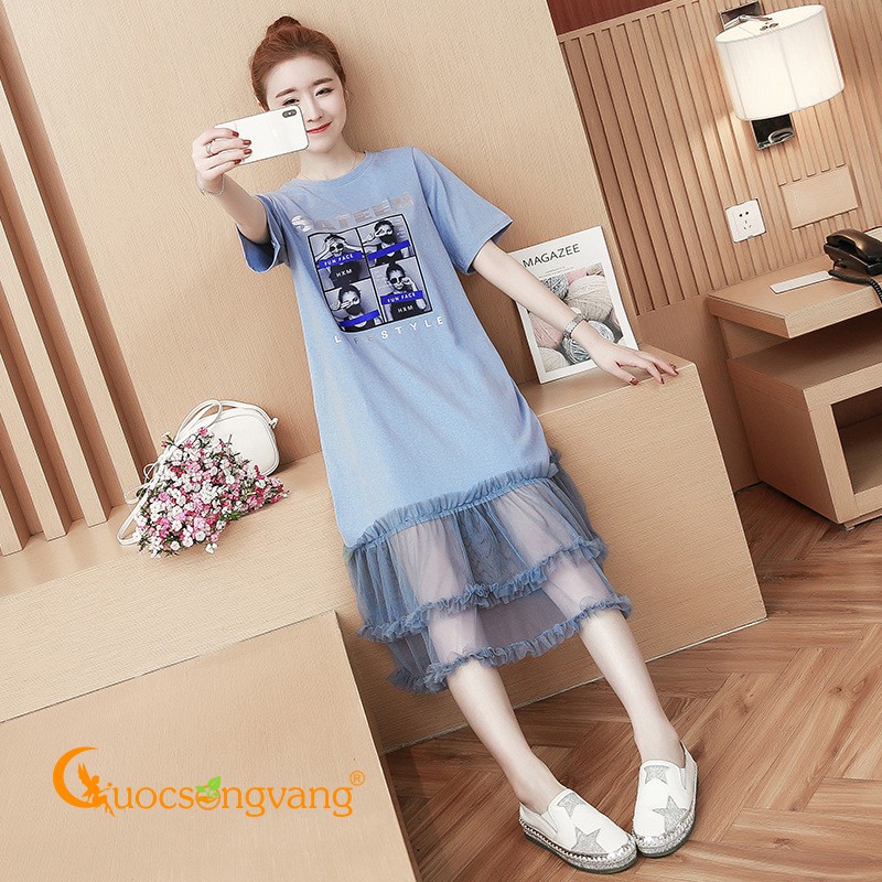 Váy đầm big size nữ váy đầm suông ngắn tay GLV097 Cuocsongvang