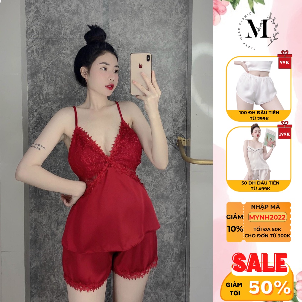 [ Lụa Cao Cấp ] Đồ ngủ sexy 2 dây chéo lưng gợi cảm mặc nhà chất liệu lụa satin mềm mịn 010
