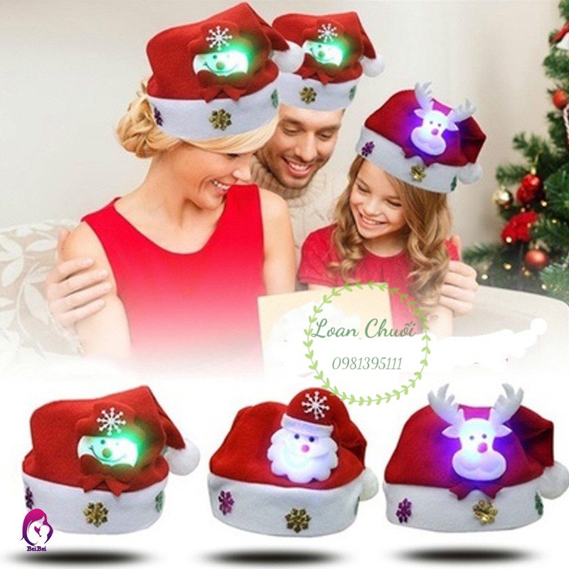 ( KHO SỈ RẺ) MŨ NOEL HOẠT HÌNH PHÁT SÁNG