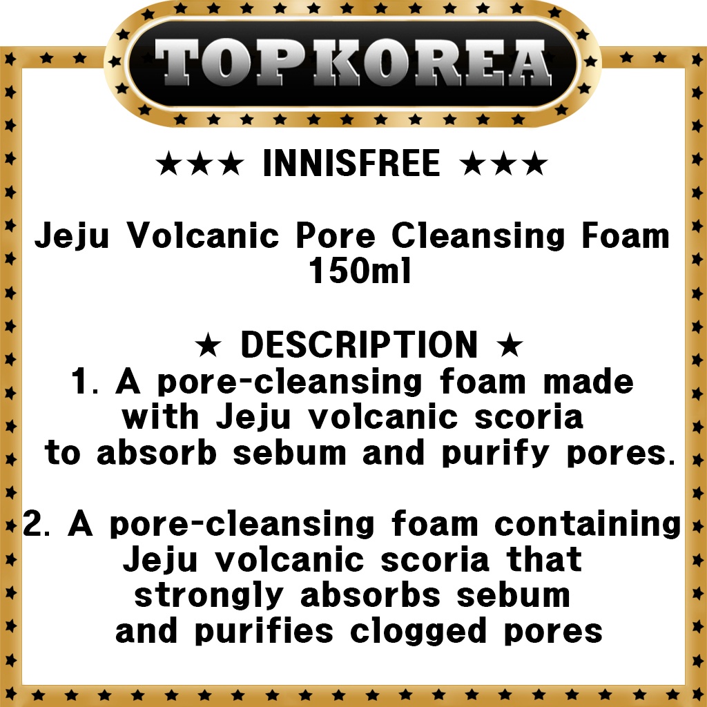 INNISFREE Volcanic BHA Pore Cleansing Foam 150g★Innisfree★ Sữa Rửa Mặt Tro Núi Lửa BHA 150g Làm Sạch Lỗ Chân Lông Vận Chuyển Từ Hàn Quốc / Toporea