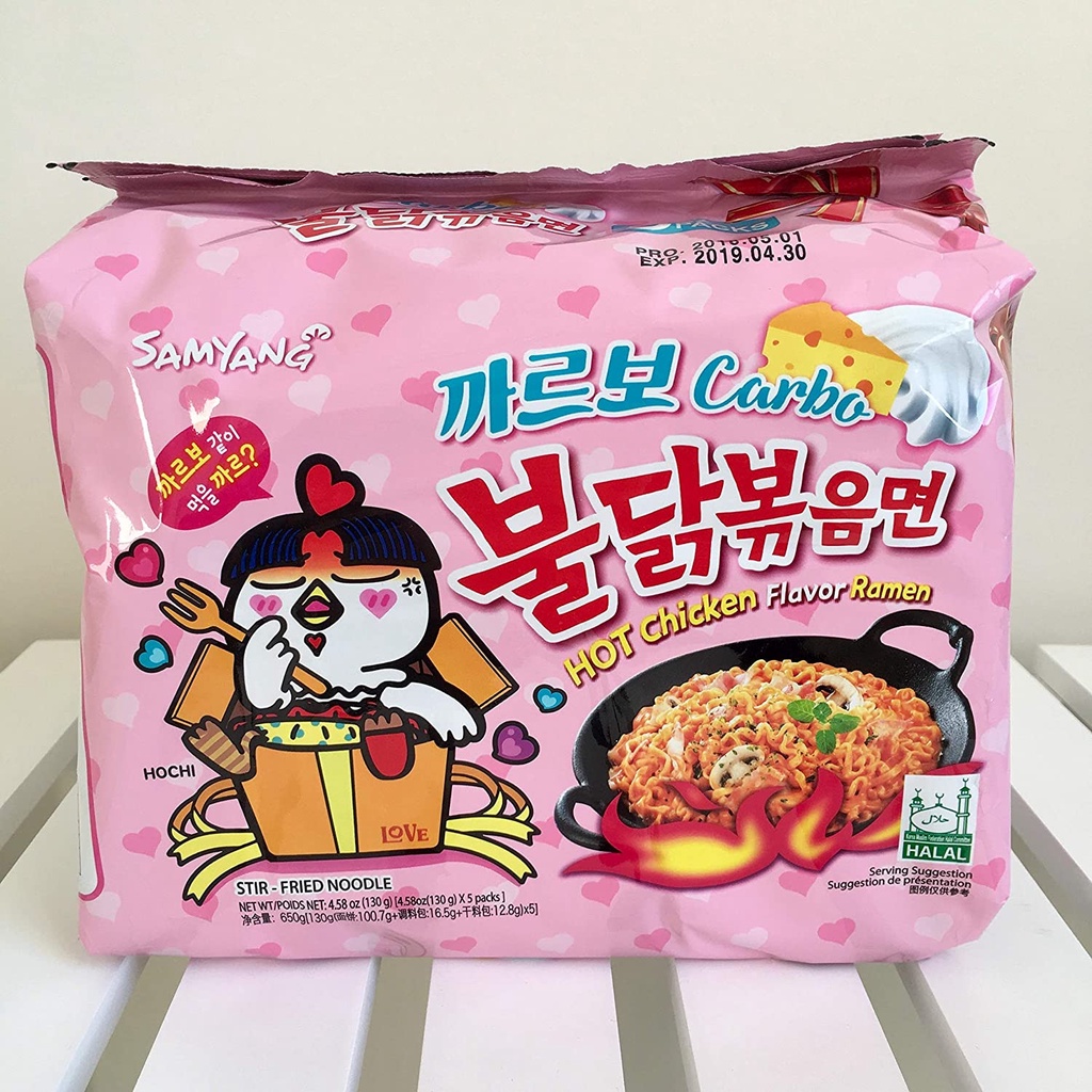 LỐC 5 GÓI MÌ CAY SAMYANG CARBO HỒNG GÓI 130G