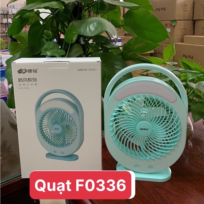 QUẠT SẠC TÍCH ĐIỆN CÓ ĐÈN LED KM F0336