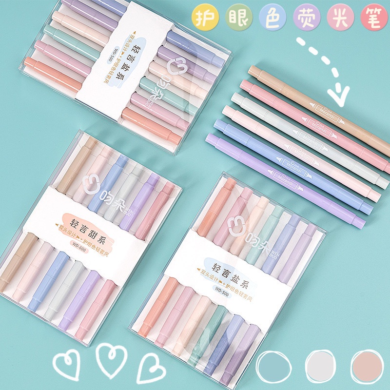 PK919 Bộ 6 màu Bút màu highlighter pastel, hỗ trợ học tập làm việc hiệu quả cho học sinh sinh viên nhân viên văn phòng