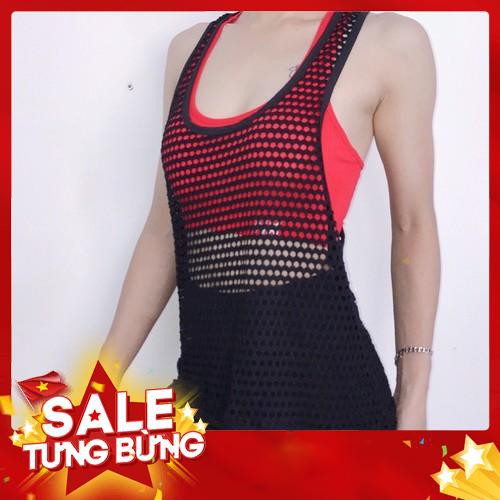 Áo tập cặp (tank lưới + bra có mút) mẫu mới của NX Cực Chất (VNXK)