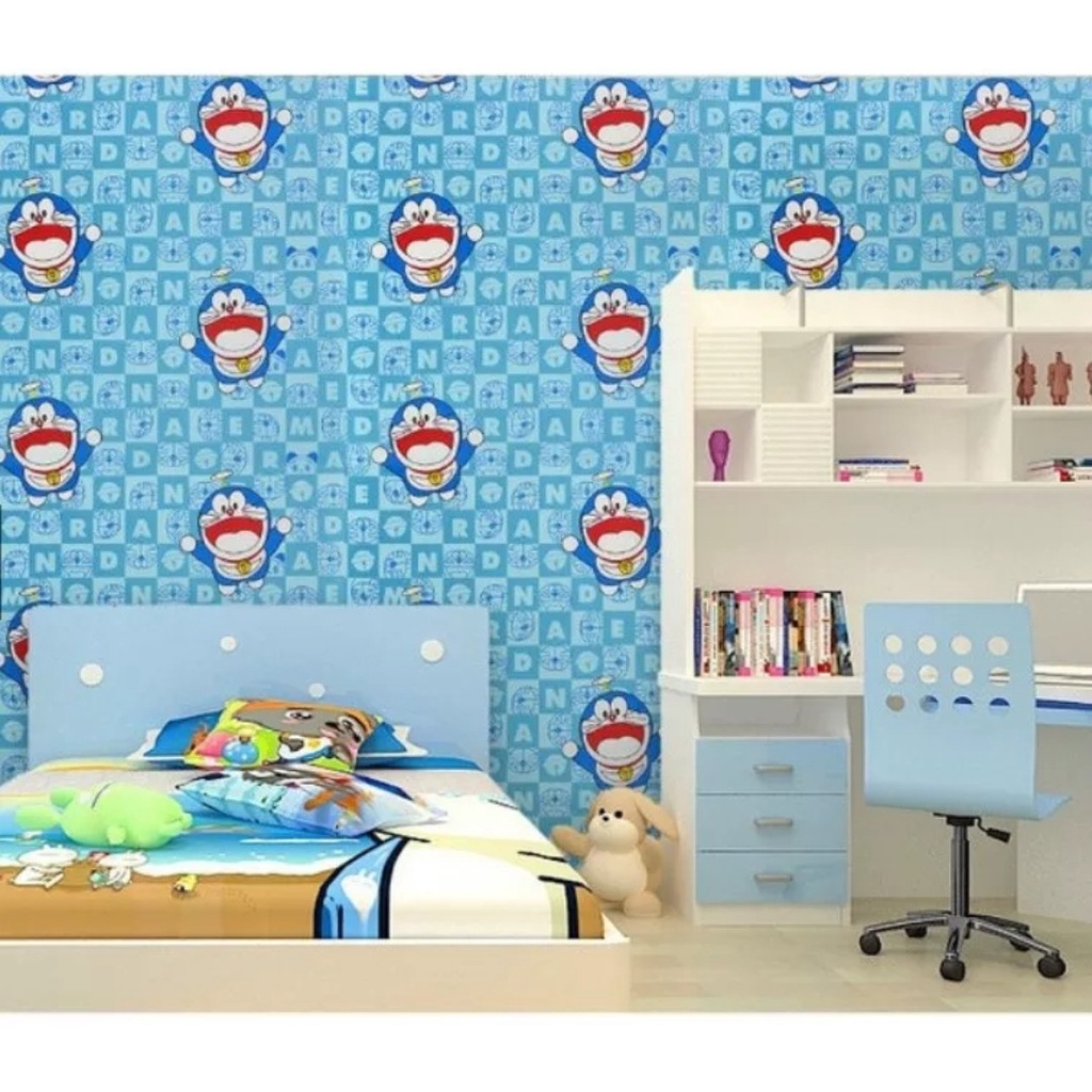 10mx45cm giấy dán tường Doremon dán phòng ngủ đẹp mắt