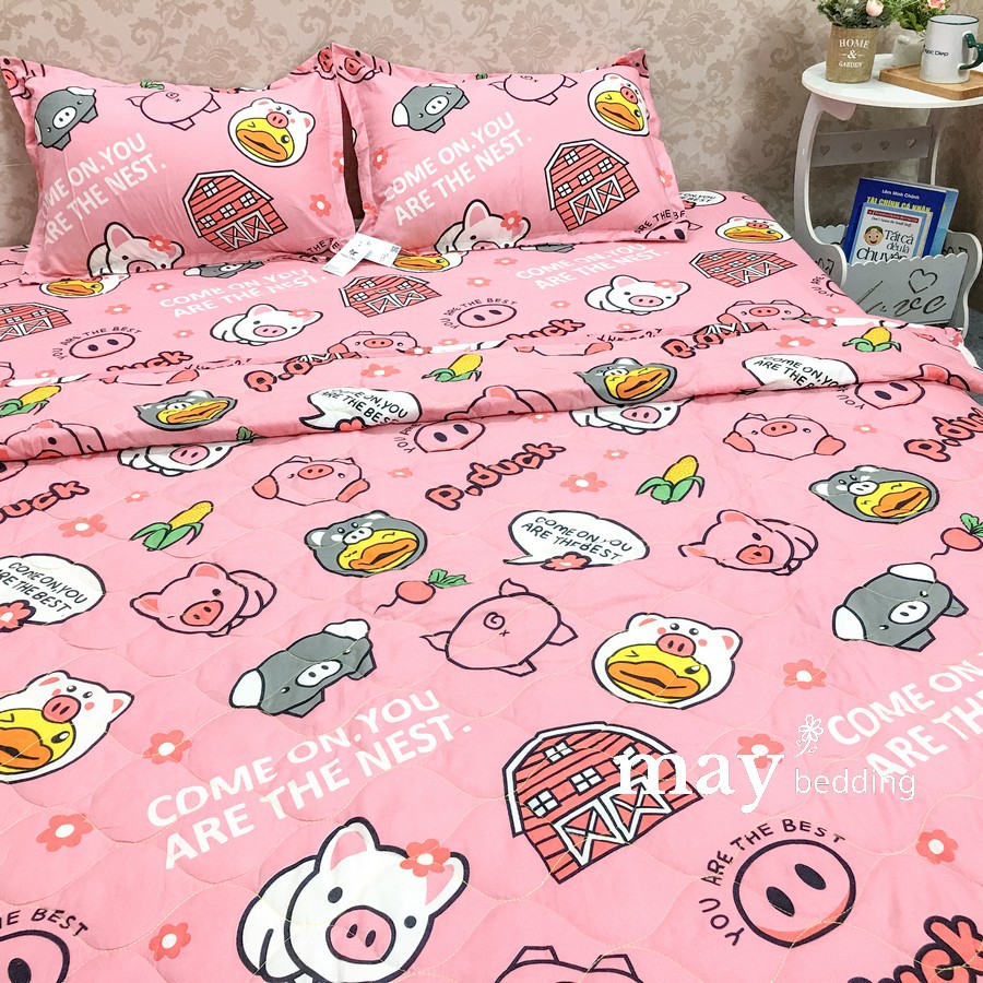 Chăn hè trần bông Maybedding kèm ga trải giường và vỏ gối nằm cotton poly
