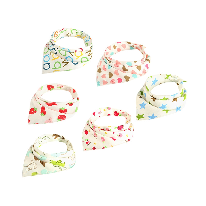 Hàng Có Sẵn Yếm Ăn Cotton Hai Lớp Hình Tam Giác Cho Bé