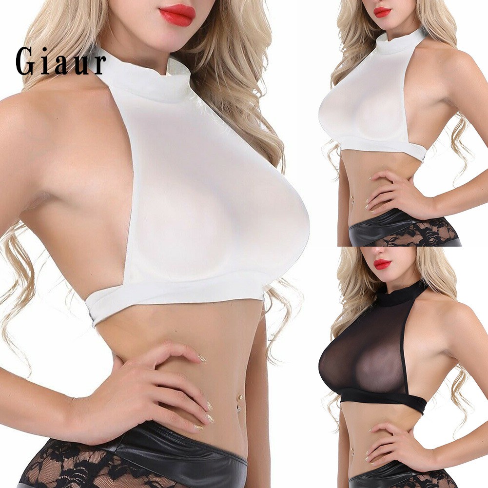 Áo Croptop Sát Nách Phối Lưới Gợi Cảm Cho Nữ