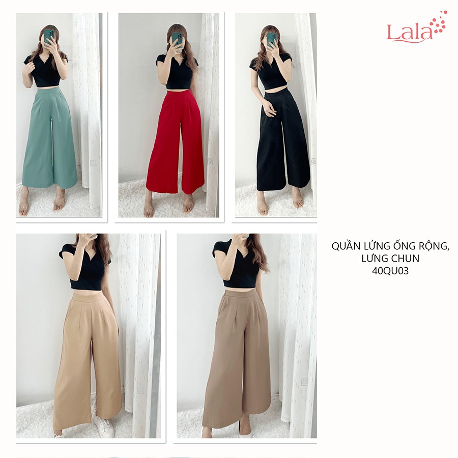 Quần tây nữ ống rộng cơ bản, dáng lửng, cạp chun sau, đủ size, đồ công sở thanh lịch, sang trọng 40QU03 | BigBuy360 - bigbuy360.vn