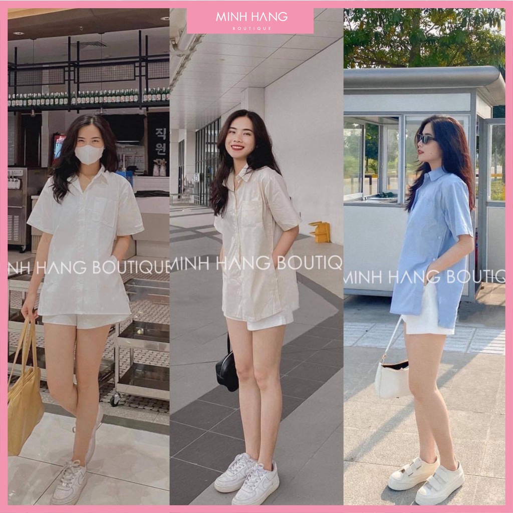 Sơ mi thô trơn Basic , sẻ tà ( Ảnh Thật )