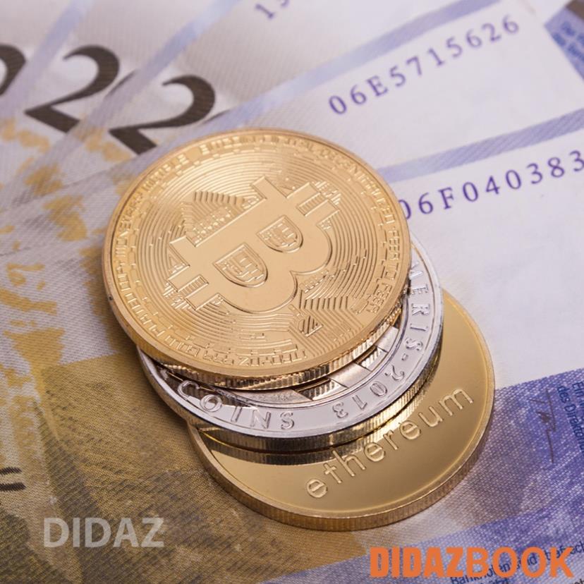 10 Đồng Xu Bitcoin mạ vàng, bạc 24k 1,5mm bền màu, chất mạ sáng, khó xước, kèm hộp đựng