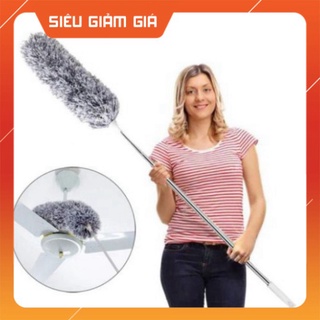 Cây chổi lông quét bụi cán inox cao cấp - chổi quét bụi, cây phất trần thông minh hút bụi, màng nhện tiện dụng
