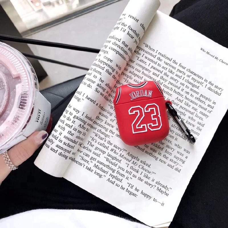 Vỏ bảo vệ hộp sạc tai nghe Apple Airpods 2 Bluetooth không dây họa tiết bóng rổ Jordan 23