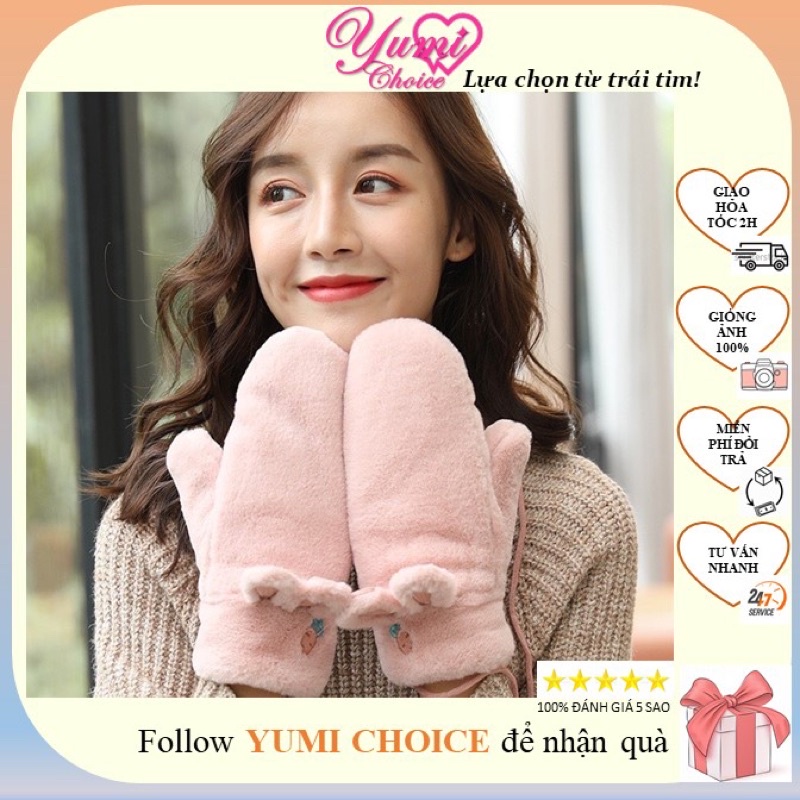 Găng tay lông mềm 💥Mẫu xinh hot💥 Găng tay ấm hình thú siêu dễ thương cho các bạn nữ