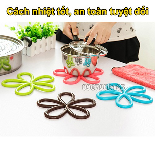 Tấm lót nồi hình hoa - Miếng lót nồi cách nhiệt silicone dày dặn chống trượt