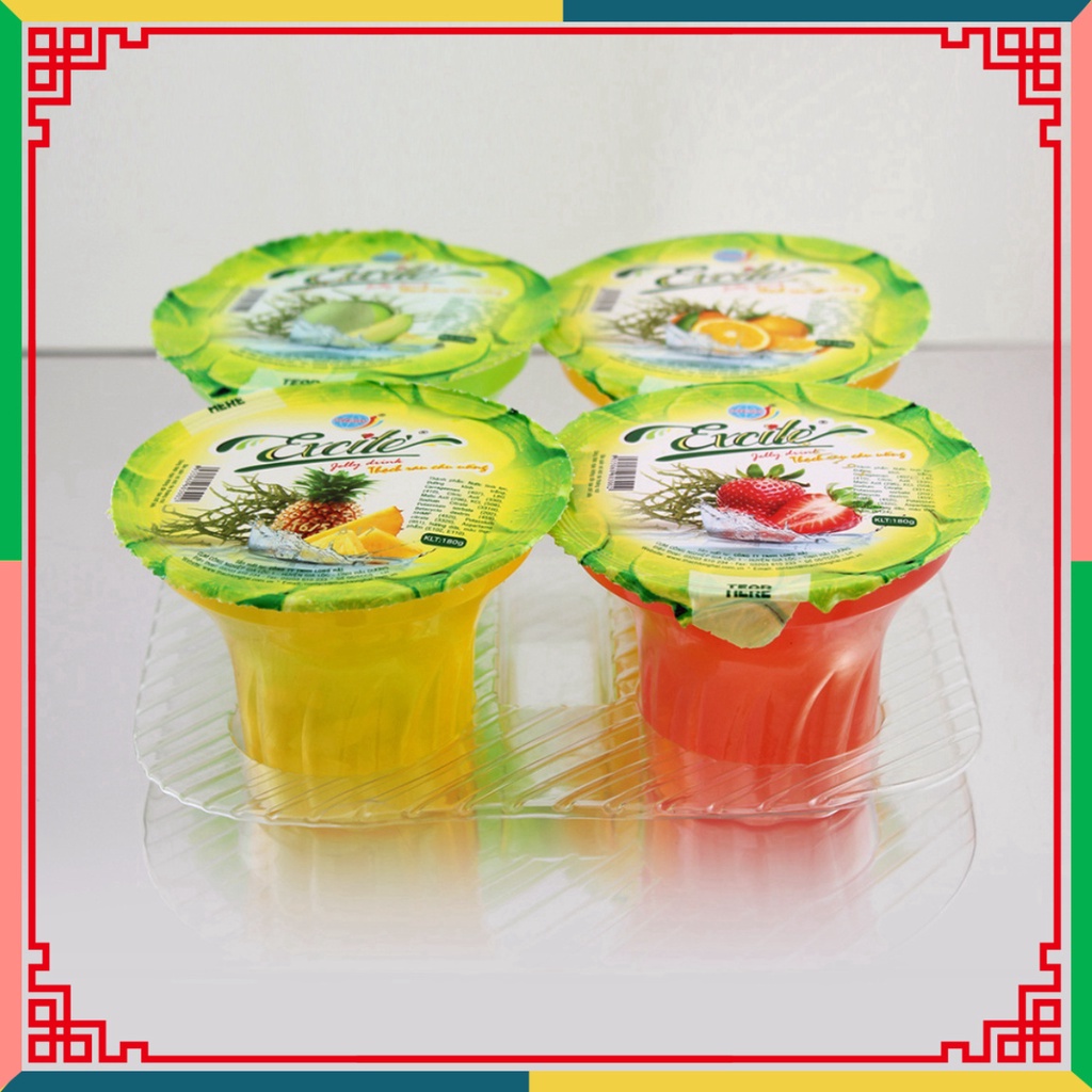 Thạch rau câu Long Hải uống Excite tải trọng 180 g/ cốc đóng khay 4 cốc Atosa