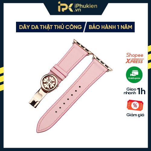 Dây Da Handmade [DA THẬT, BẢO HÀNH 1 NĂM] Swift Hồng cho Apple Watch Seris 1/2/3/4/5/6/7