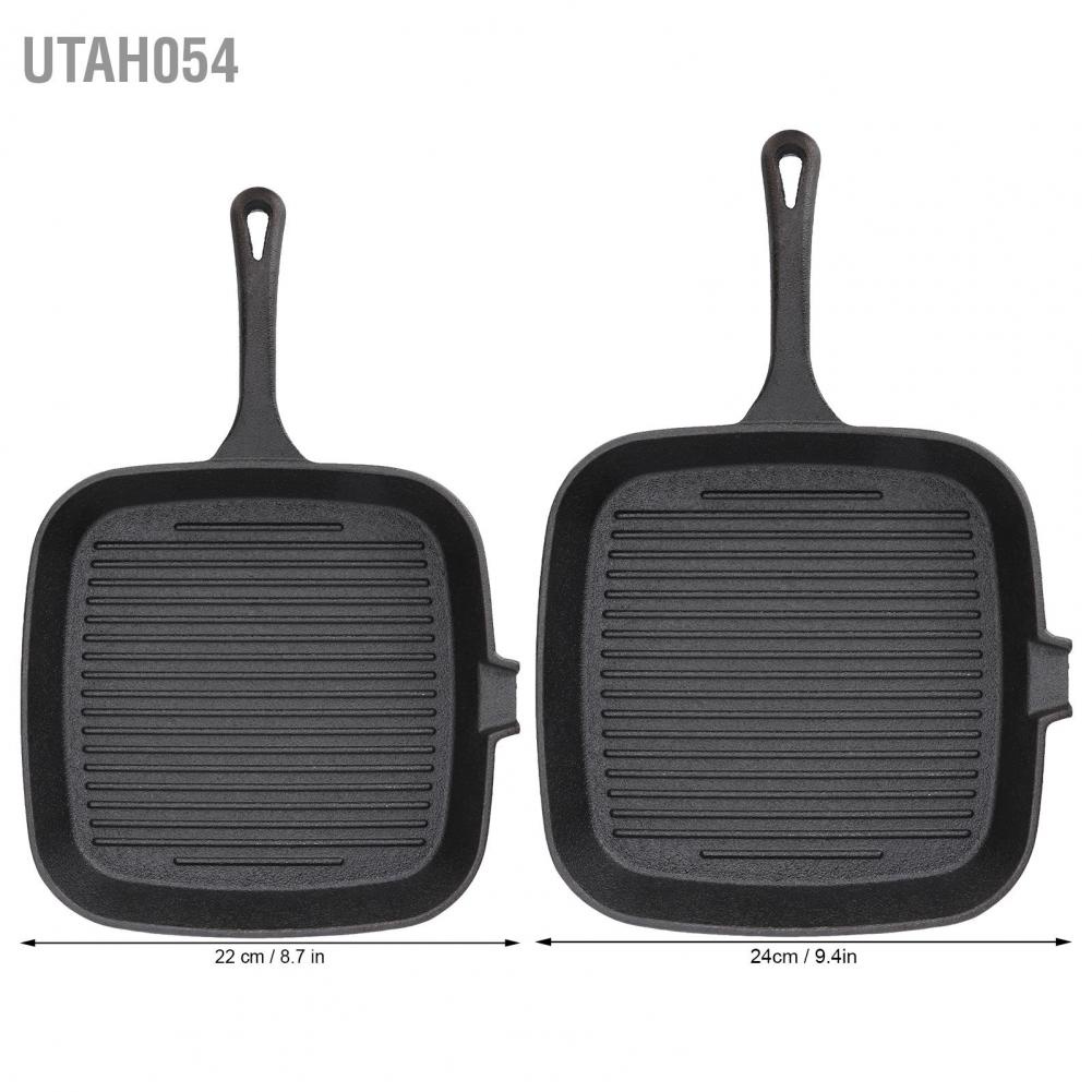 Hàng HOT Chảo Gang Nướng Chiên Bò Bít Tết chống dính Tay cầm chịu nhiệt cho bếp【Utah054】