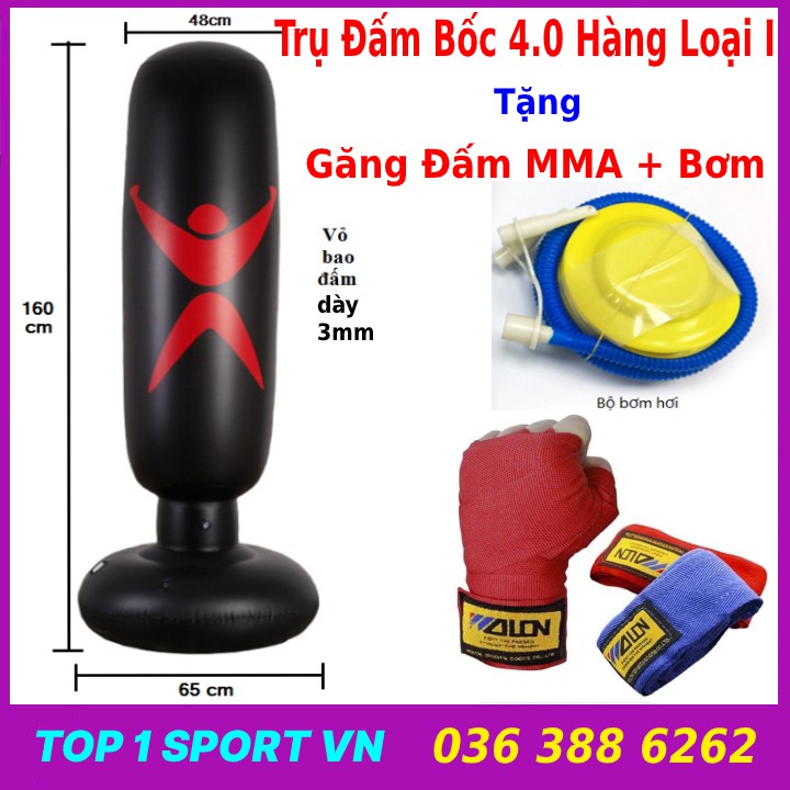 BAO CÁT TRỤ HƠI ĐẤM BỐC TỰ CÂN BẰNG PURE BOXING TẶNG BĂNG ĐA + BƠM + KEO + MIẾNG VÁ + BẢO HÀNH 6 THÁNG