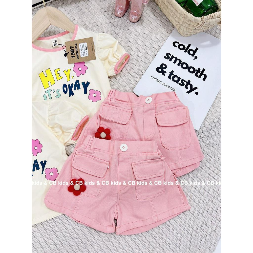 Sét bộ áo viền hồng kèm quần kaki hồng cho bé gái