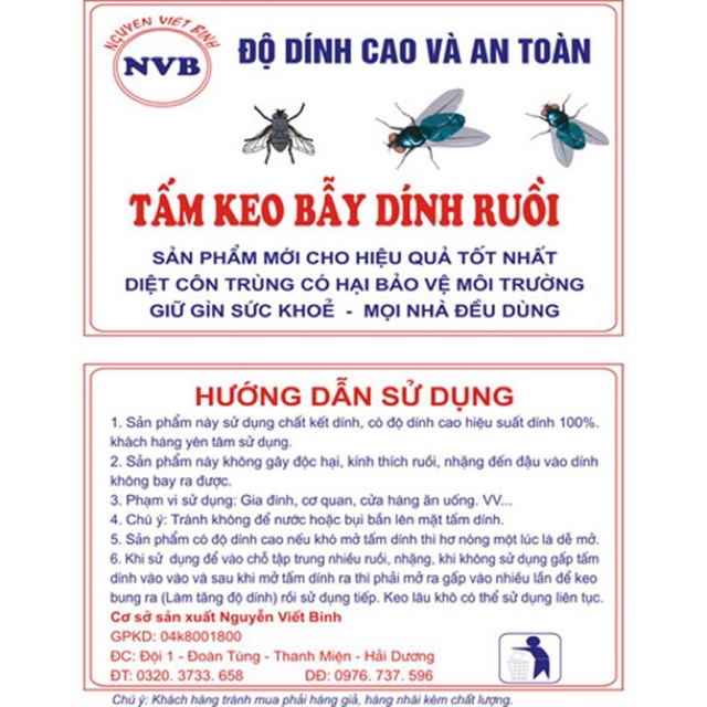 set 5 Miếng keo dán bẫy ruồi côn trùng ko độc hại, không gây ô nhiễm môi trường