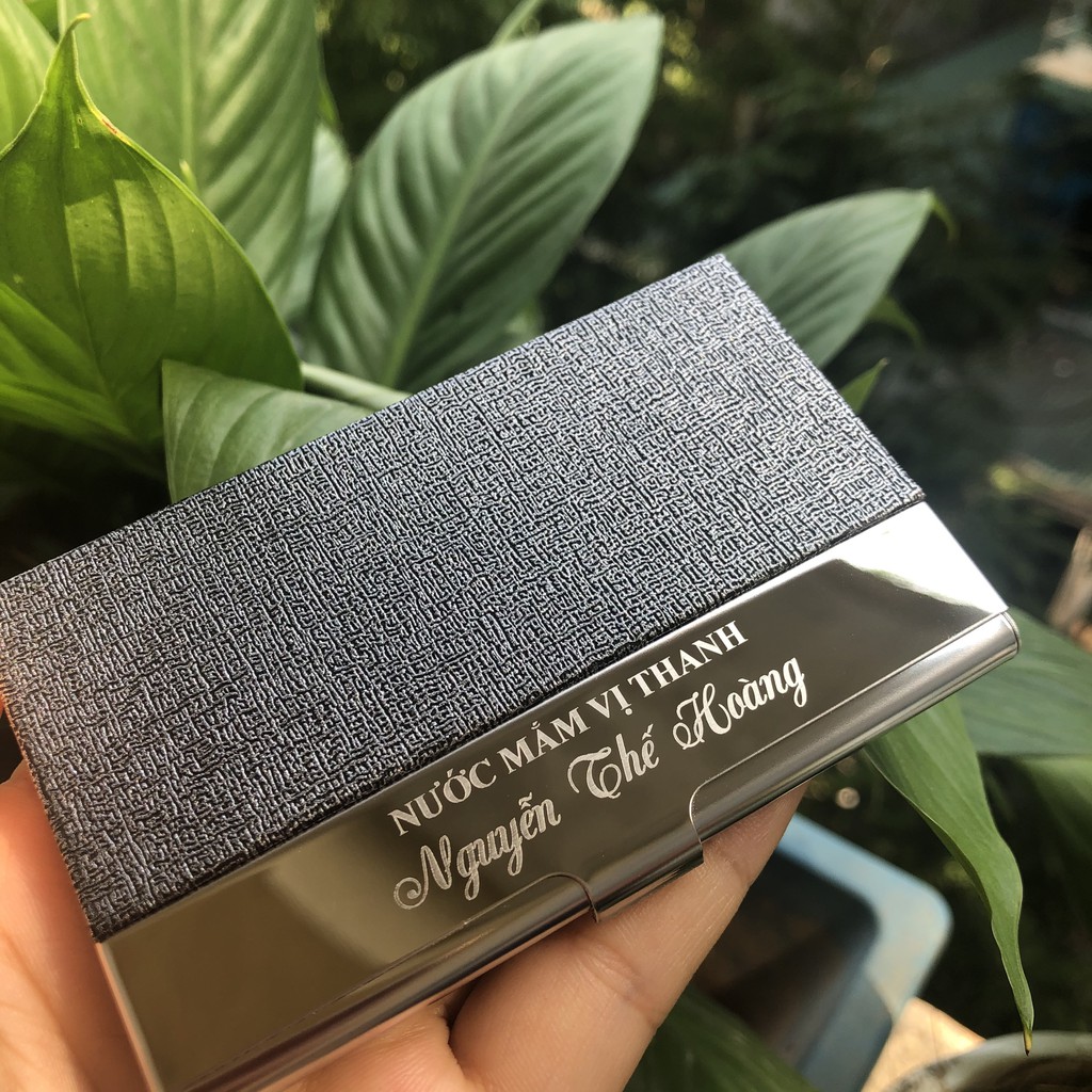 Hộp đựng name card bằng da tặng Sếp nam, hộp đựng ATM hộp đựng thẻ căn cước cao cấp bằng thép